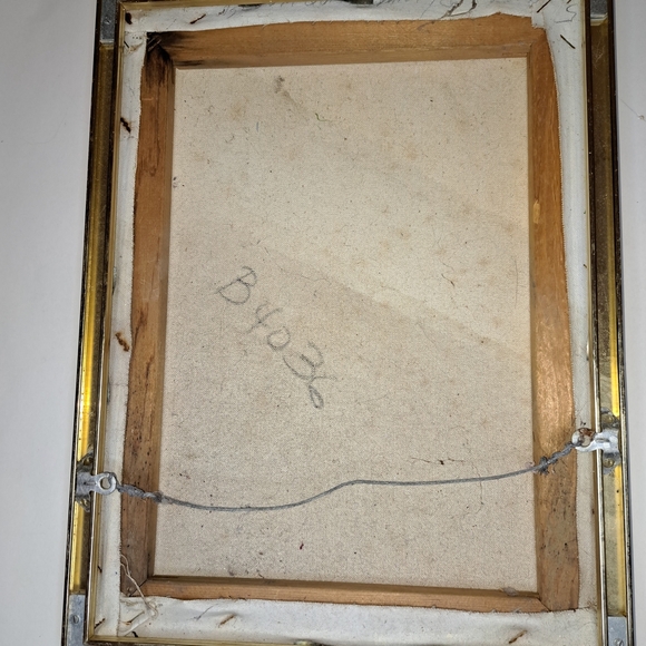 Vintage Garden Scene Wall Art with Gold Frame Signed By LINDA 12x16 - Picture 14 of 16